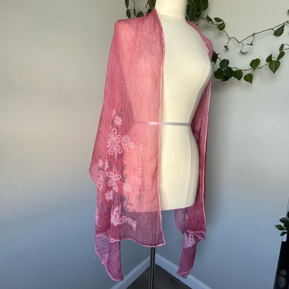 Cotton Blend Embroidered Scarf